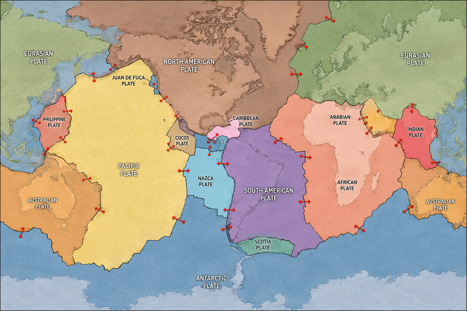 Tectonic plates movement